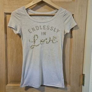 Small American Eagle Outfitters Beige  T-Shirt with Sequin Detail